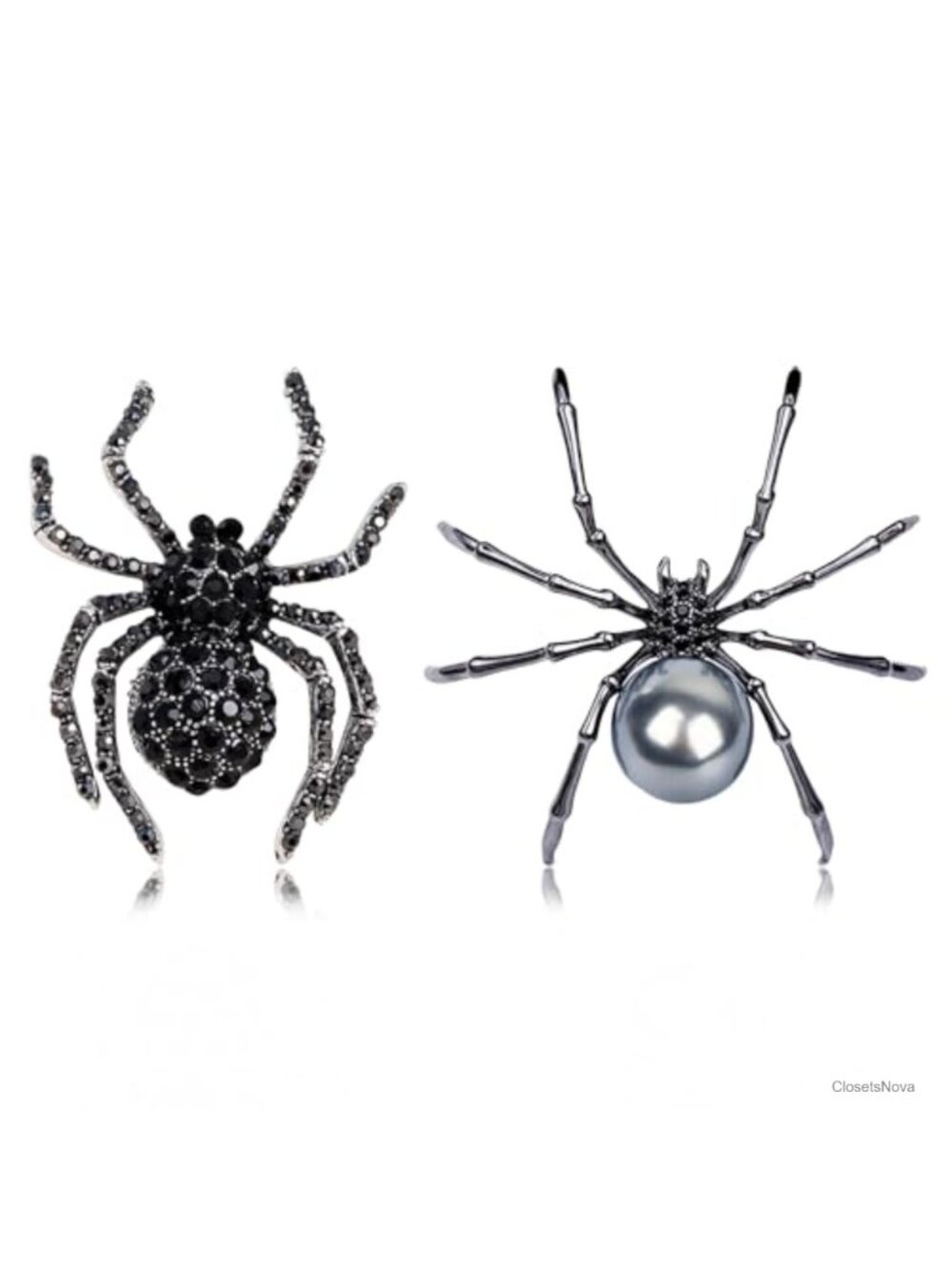 Spider Brooch Pin Set Faux Pearl Crystal Rhinestone Halloween Costume Jewelry
